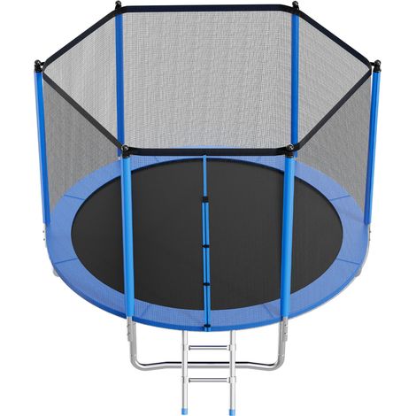 Mophorn Outdoor-Bodentrampolin 305 x 305 cm mit Sicherheitsnetz und robustem Stahlrahmen, ASTM-zertifiziert, belastbar bis 150 kg, Gartentrampolin für Kinder (1/5)