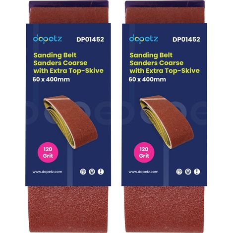Dapetz ® Sanding Belts 60 x 400mm Aluminium Oxide Abrasive Fabric 120 Grit Fit Bosch Sander Grinding Polishing Sharpening Derusting Paint Varnish 10PCS