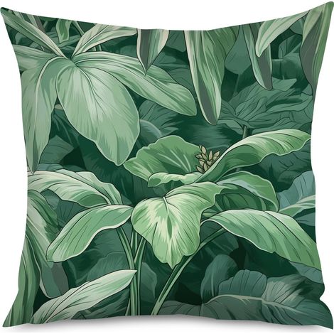 Housse de Coussin Décoratif Feuilles Tropicales, Housse Moderne (1/5)