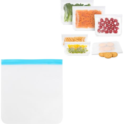 Sachet de conservation alimentaire en PEVA, translucide et givré, pour fruits et légumes, bleu uni, 28 x 27 cm (1/5)