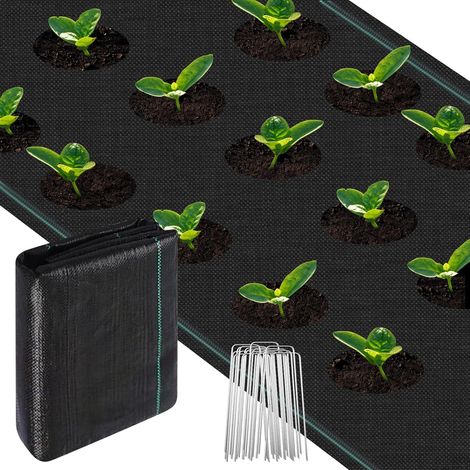 Toiles de Paillage 2m x 3 m avec 2 0pcs de Piquets Contre Les Mauvais Herbes,Tissu Anti-Mauvaises Herbes Respirant Bâche de Sol pour terrasse, Jardin, Paysage (1/5)