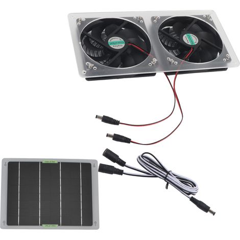 SJLERST Kit de ventilateur de panneau solaire 100W 12V, étanche, Portable, double ventilateur d'extraction, ensemble de panneaux solaires pour serre domestique (1/5)
