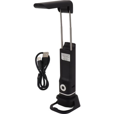 Ortviai Lampe de Bureau LED avec Fonction Torche, Protection des Yeux, Banque d'Énergie Intégrée 5000 mAh, Noir (1/5)