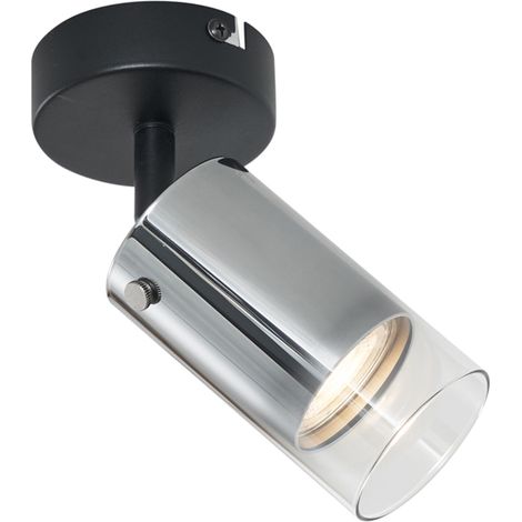 QAZQA Moderno Foco de techo moderno color bronce con cristal ajustable - Drain Aluminio /Metálica /Vidrio Redonda Adecuado para LED Max. 1 x 10 Watt (1/5)