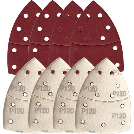 Papier abrasif 11 trous, disque de ponçage triangulaire 152x105mm, lot de 20 feuilles, grain 80-1500 au choix, abrasif pour ponceuse triangulaire (400-20 pièces) (1/5)