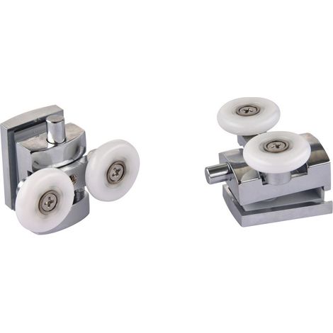 Coppia cuscinetti doppia ruota attacco inferiore in metallo cromato vetro 6-8 mm Ø23 mm
