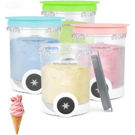 Lot 2 pots pour Ninja mi NC701EU/NC700, récipients à glace avec couvercles étanches, sans BPA, compatibles swirl (1/5)