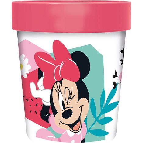Disney Bicchiere rosa per bambine in plastica Minnie 260 ml con base antiscivolo (1/3)
