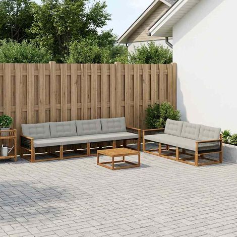 vidaXL Outdoor-Sofagarnitur mit Kissen 8 pcs Natürlich und Hellgrau (1/5)