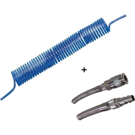 TUBO POLIURETANO 4x6 mm 4 metri COMPRESSORE ARIA COMPRESSA SPIRALE CODOLO + RACCORDI (1/3)
