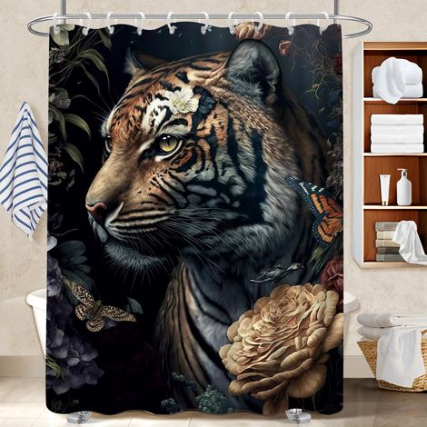 Rideau de douche tissu polyester 180x180 artistique rideau imperméable pour maison de campagne (1/5)
