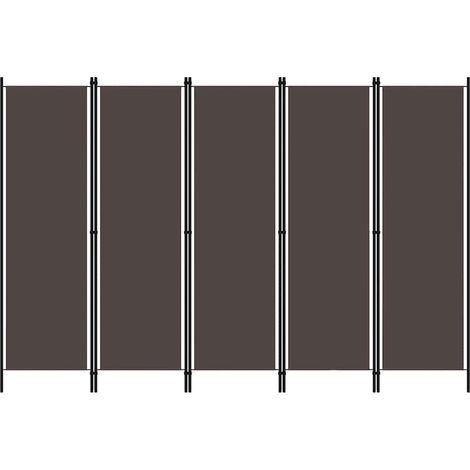 Cloison de séparation 6 panneaux marron pliable en tissu et fer 300 x 180 cm - PANGIVO (1/5)