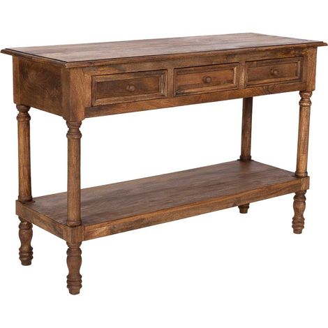 Recibidor de madera artesanal marrón 120x45x80h cm (1/5)