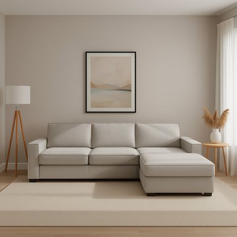 Talamo Italia Sofá fijo Nami, Sofá de esquina, 100% Made in Italy, Sofá Salón con, Península contenedor derecha, con reposabrazos estándar, Cm 280x95h90, Gris, con embalaje reforzado (1/5)