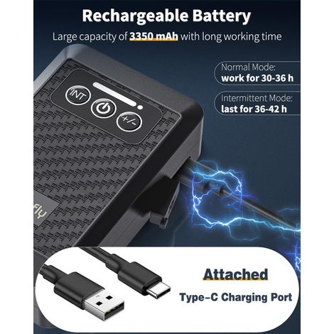 Pompe à Air d'Aquarium Rechargeable Double Sortie Bulleur d'Oxygène Portable avec Batterie 3350mAh pour Aquarium et Pêche