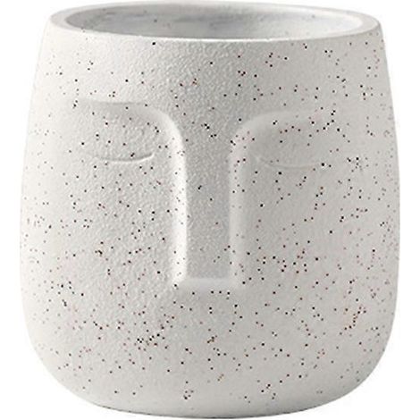 Nordische Buddha-Gesicht-Keramikvase, Zen-Blumentopf für Sukkulenten, Innendekoration für Balkon und Garten, weiß, 12 cm.
