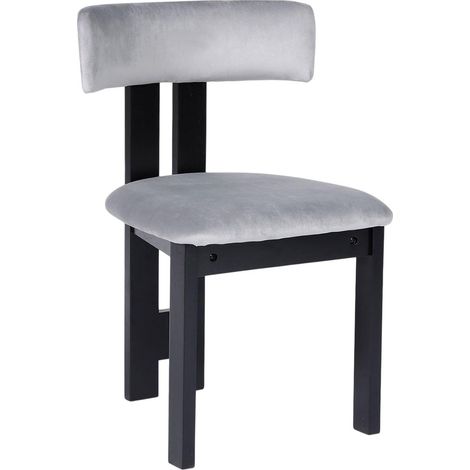 Chaise Design Velours "Keven" 78cm Gris & Noir (1/5)