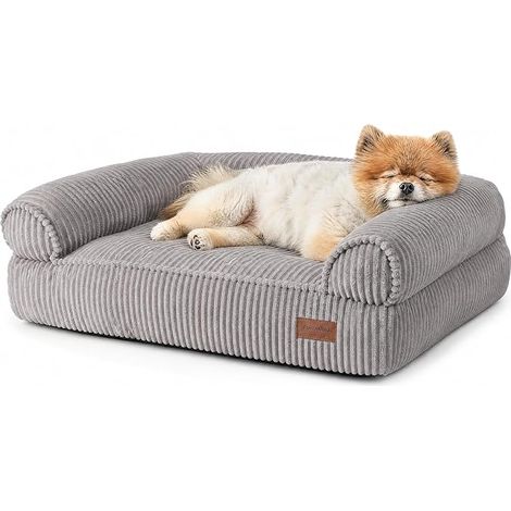 Panier Chiens Chats, Coussin Dehoussable et Lavable, Lit pour Chat, Canapé Antidérapant pour Petits Chiens et Chat 72 cm, Gris (1/5)