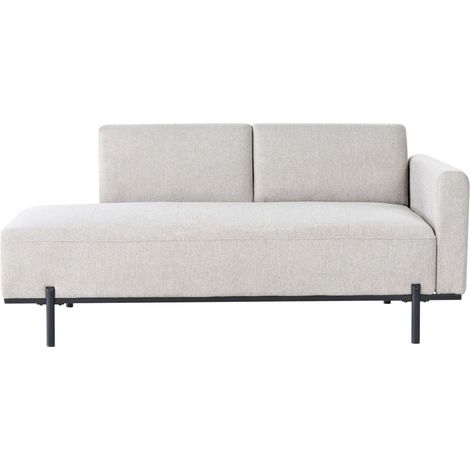 Chaise Longue à Droite Style Minimaliste Pieds Métallique en Faux Lin Gris Clair Savasse (1/5)
