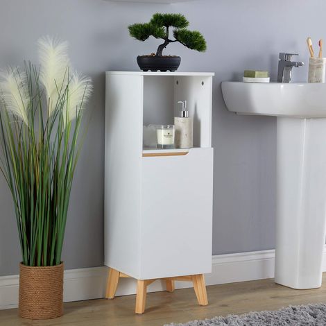 Bathroom Floor Cabinet White 3 Storage Shelves Vanity Organiser Furniture (1/5)