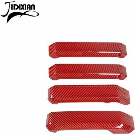 (Carbone rouge, lot de 4) Couvre-poignées de porte intérieures en ABS, finition carbone, compatibles avec Ford F150 (2015-2020) - Accessoires intérieurs (1/4)