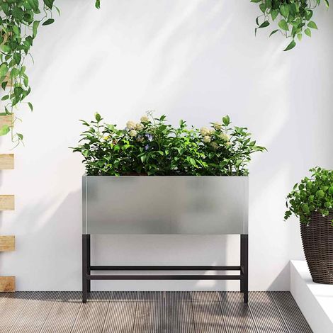 Hochbeet Gartenpflanzer Silber 60 x 26 x 45 cm Verzinkter Stahl