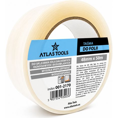 Nastro adesivo trasparente Atlas Tools per fogli di alluminio, cartone e documenti, 48 mm/50 m (1/5)
