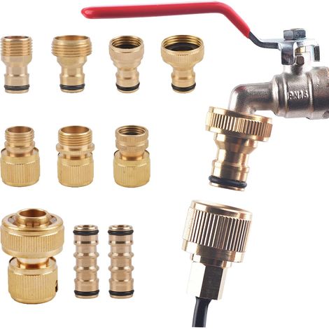 Raccord rapide fileté (E) 1/2 3/4" en laiton pour arrosage de jardin, système d'irrigation goutte à goutte, tuyau en cuivre, 1 pièce (1/4)