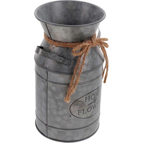 Seau à fleurs en métal argenté, seau en fer pour compositions florales, compatible avec la maison (1/5)