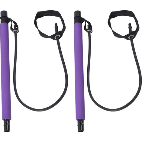 Lot de 2 barres Pilates élastiques multifonctions, piquet de yoga avec cordes de traction, équipement de fitness domestique (1/5)