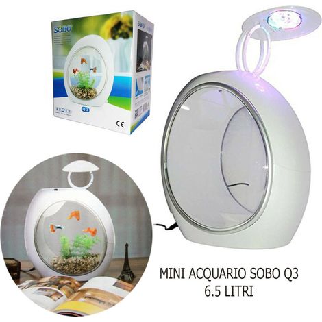 TrAdE Shop Traesio - Acquario Mini Sobo 6.5 Litri Q-3 Luce Led Ovale Pesci Filtrazione Incorporporata - (1/4)