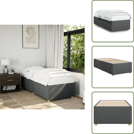 Cama de tela - vidaXL Estructura de cama sin colchón tela gris oscuro 90x190 cm - Cama gris oscuro