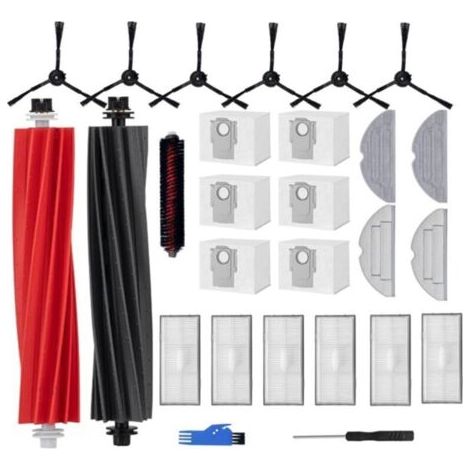 Ensemble Accessoire pour Roborock S8 Pro UItra Pièces de Rechange Aspirateur Robot, 6 Sacs à Poussière, 6 Filtres, 6 Brosses Latérales, 4 Serpillières, 1  Brosse de Nettoyage