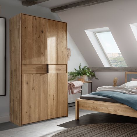 Kleiderschrank 104 cm breit modern im Landhausstil, Eiche massiv AVELLINO-137 (1/5)