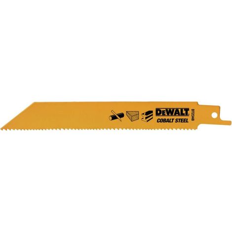 Lame de scie sabre DeWALT, 10-14 dents par pouce, Longueur de coupe 152mm, pour Métal, Bois, X 5 ( Prix pour 1 Jeu )