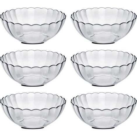 Saladier en verre - JUANIO - 3 L - Lot de 6 - Verre trempé - Ø22.5 x H9.7 cm (1/4)