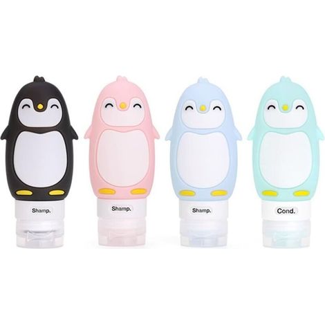 Flacon en SiliCône Boîteilles de Voyage - BPA sans Approuvé par la ligne aérienne TSA - Pour le shampooing, revitalisant, lotion etc - Set Kit de 4 Pièces (Capacité 90 ml) (1/5)
