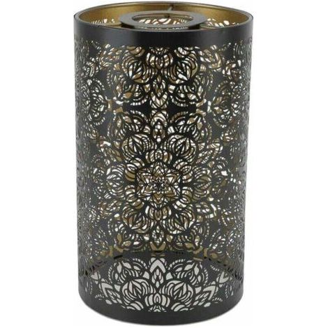 FENOPLASTICAAbat-Jour Sculpture Creuse Abat-Jour En Fer Forgé Abat-Jour En Fer Table Circulaire Abat-Jour Moderne En Métal Cylindrique Motif Circulaire E27 E26 Table De Chevet Décorative (1/4)