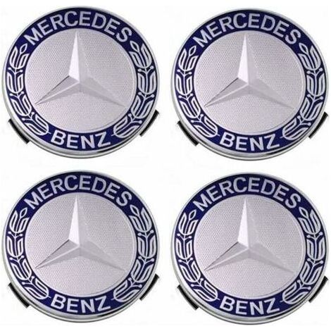 Lot de 4 cache-moyeux 75 mm pour Mercedes Benz – Plastique ABS – Installation facile et esthétique améliorée – Couleur bleue (1/5)