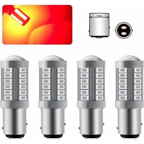 4 X 1157 BAY15D LED Ampoule Rouge Super Brillant 6000K 5630 33 SMD Canbus feu de Freinage Ampoule 12V (1/4)