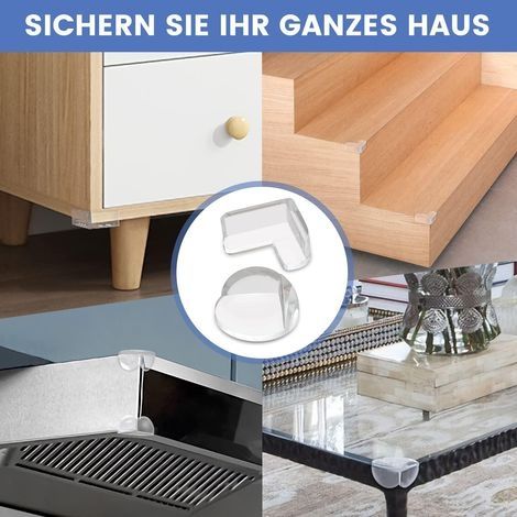 Set mit 30 Ecken- und Kantenschonern (16 abgerundete Ecken + 14 eckige Ecken), transparente Eckenschoner, geeignet für Tische (1/4)