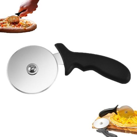 Couteau à pizza avec manche en plastique - Disque à pizza profond - Disque à pizza en acier inoxydable - Couteau à pizza en acier inoxydable - Noir - Couteau à pizza en acier inoxydable - Ustensiles d (1/5)