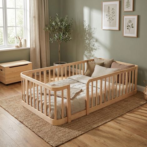 Laufgitter aus Holzwerkstoff Natur 90x200 cm, modular erweiterbar, mit 7 cm Stababstand