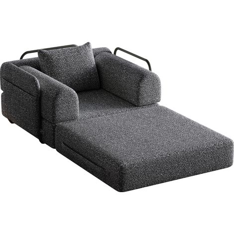 Canapé convertible 2-en-1 avec coffre de rangement dans l'accoudoir et structure en métal (1/5)