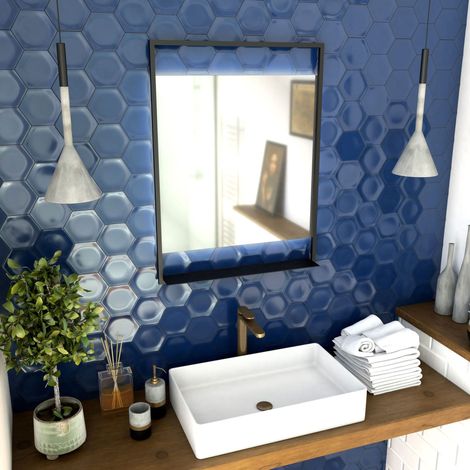 Miroir Salle de Bain LED Auto-éclairant 60x80cm - laqué Noir Mat - Framed Mirror LED (1/4)