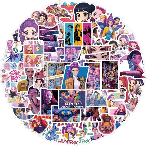 110 autocollants style anime K-pop (idoles coréennes et chasseurs de démons), en vinyle imperméable, pour décorer ordinateur portable, skateboard, téléphone, guitare, valise, vélo – Idéal pour adolesc (1/5)