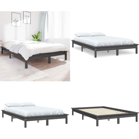 Massivholzbett Grau 120x200 cm Kiefer - Holzbett - Massivholzbette - Kiefernbett - Doppelbett - Bettgestell - Home & Living