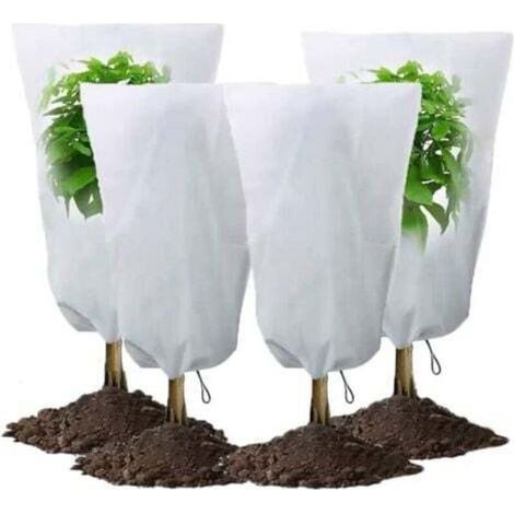 Pack 60 x 80 cm Winter Plant Cover, Winter Plant Cover, Outdoor Winter Plant Cover with Drawstring, Reusable and Durable