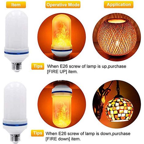 Lampadina LED con effetto fiamma invertita – modello n. 5 – Halloween / Natale / festa / veranda / patio – senza fiamma