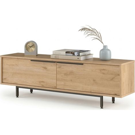 Mobile Porta tv Palmi, 2 Vani, 2 Ante, Apertura a Ribalta, 160x36x45h cm Marrone Rovere